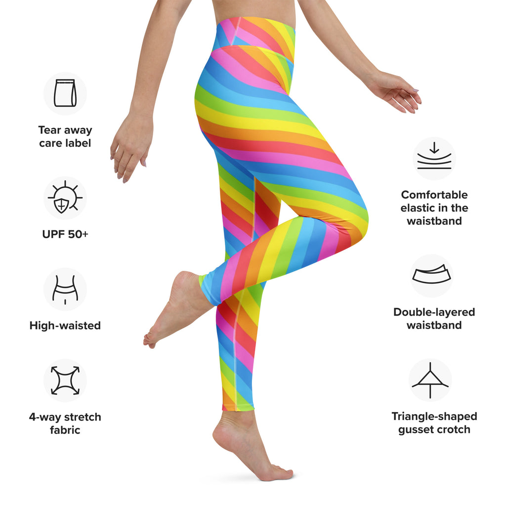 Women's Rainbow Striped Buttery Soft Yoga Leggings