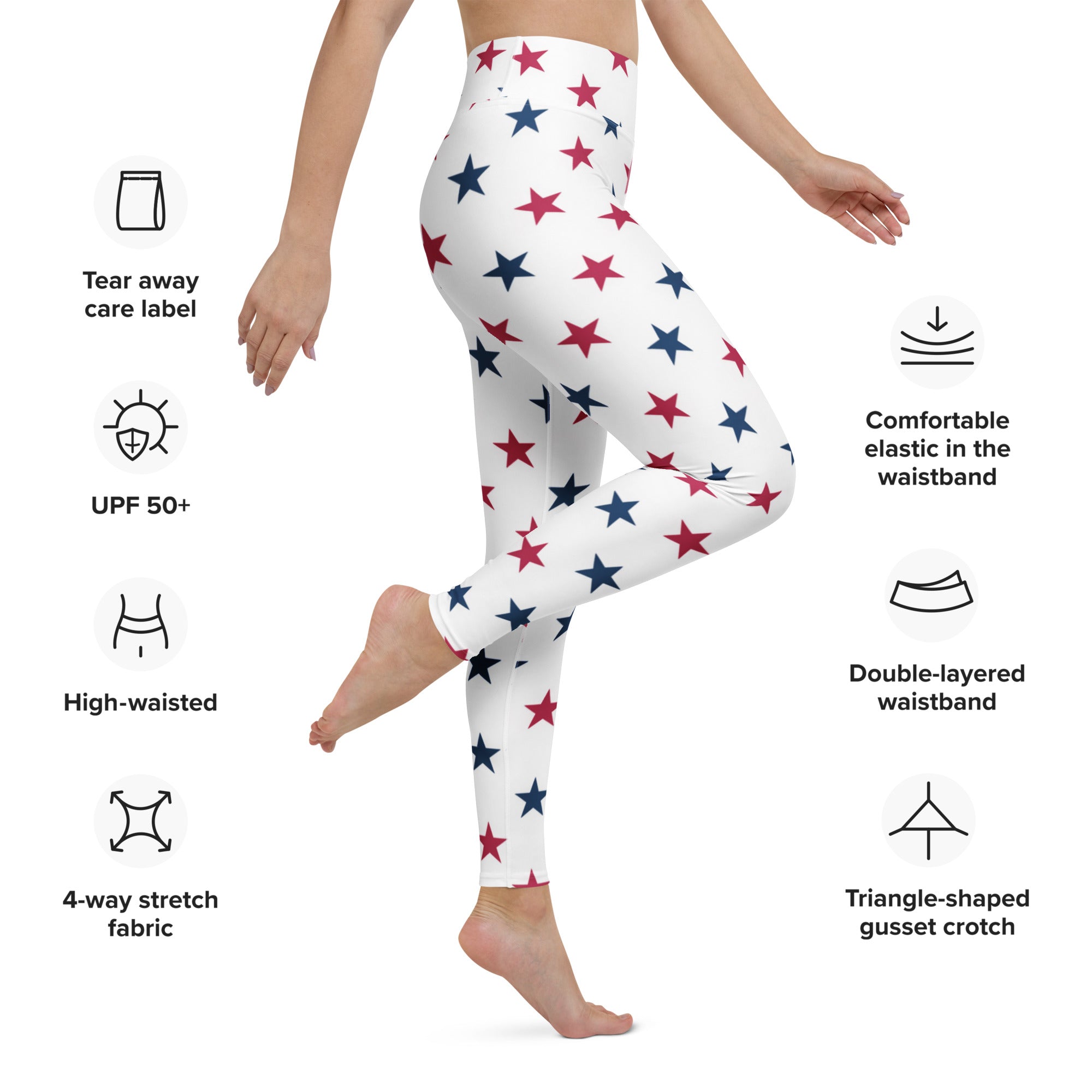 Women's Red & Blue Star Buttery Soft Yoga Leggings