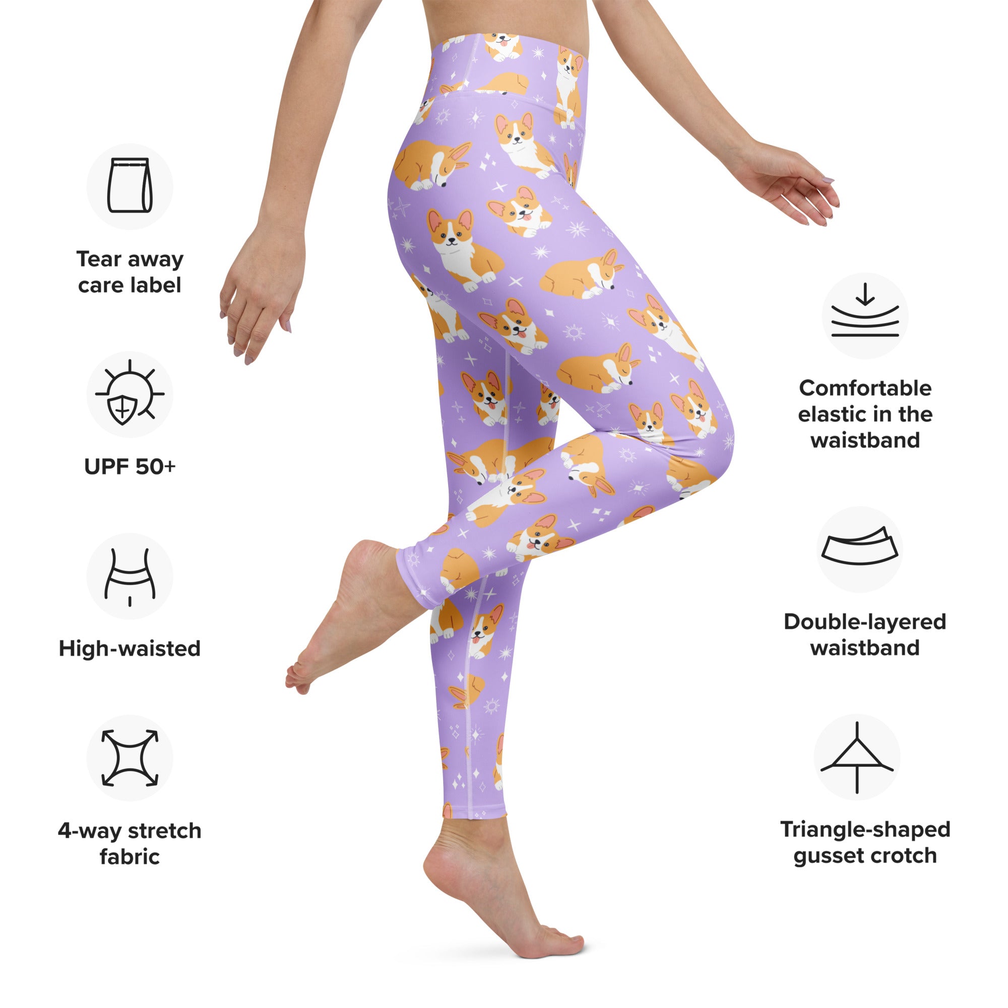 Women's Purple Corgi Dog Buttery Soft Yoga Leggings