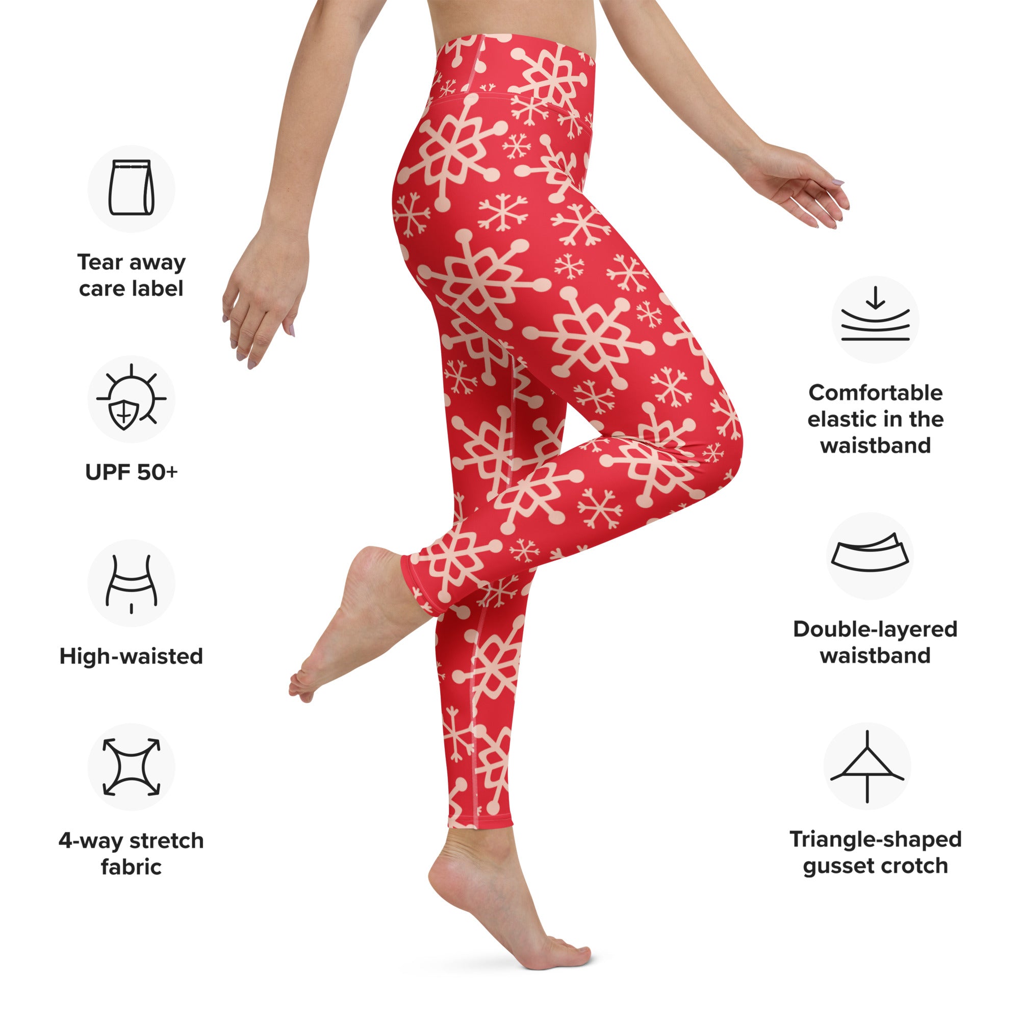 Women's Red Snowflake Buttery Soft Yoga Leggings