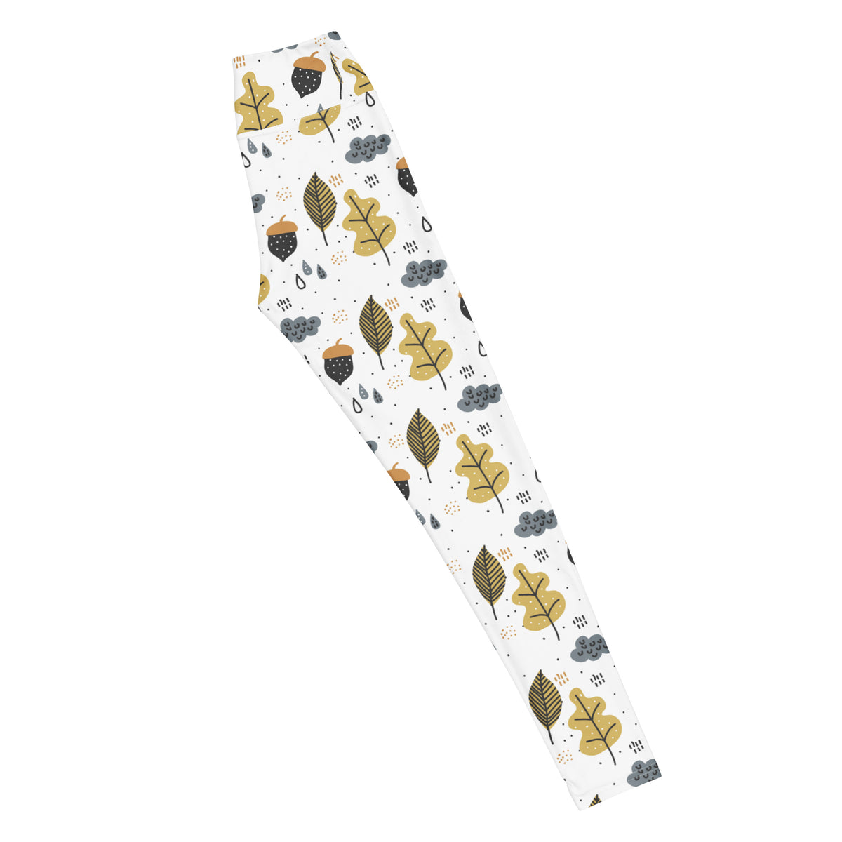 Women's Fall Leaves & Acorn Buttery Soft Yoga Leggings - Quick Drying, High Waisted Comfort