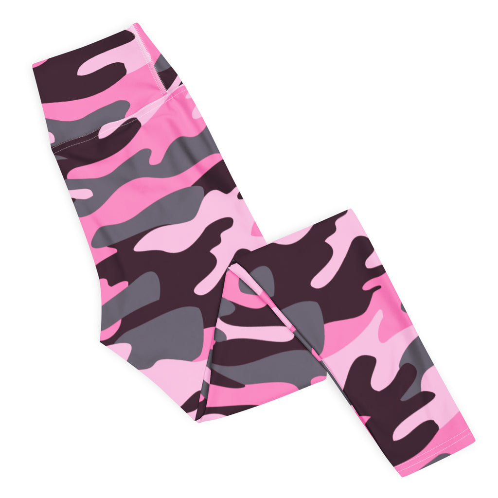 Women's Pink Camouflage Buttery Soft Yoga Leggings - Quick Drying, High Waisted Comfort