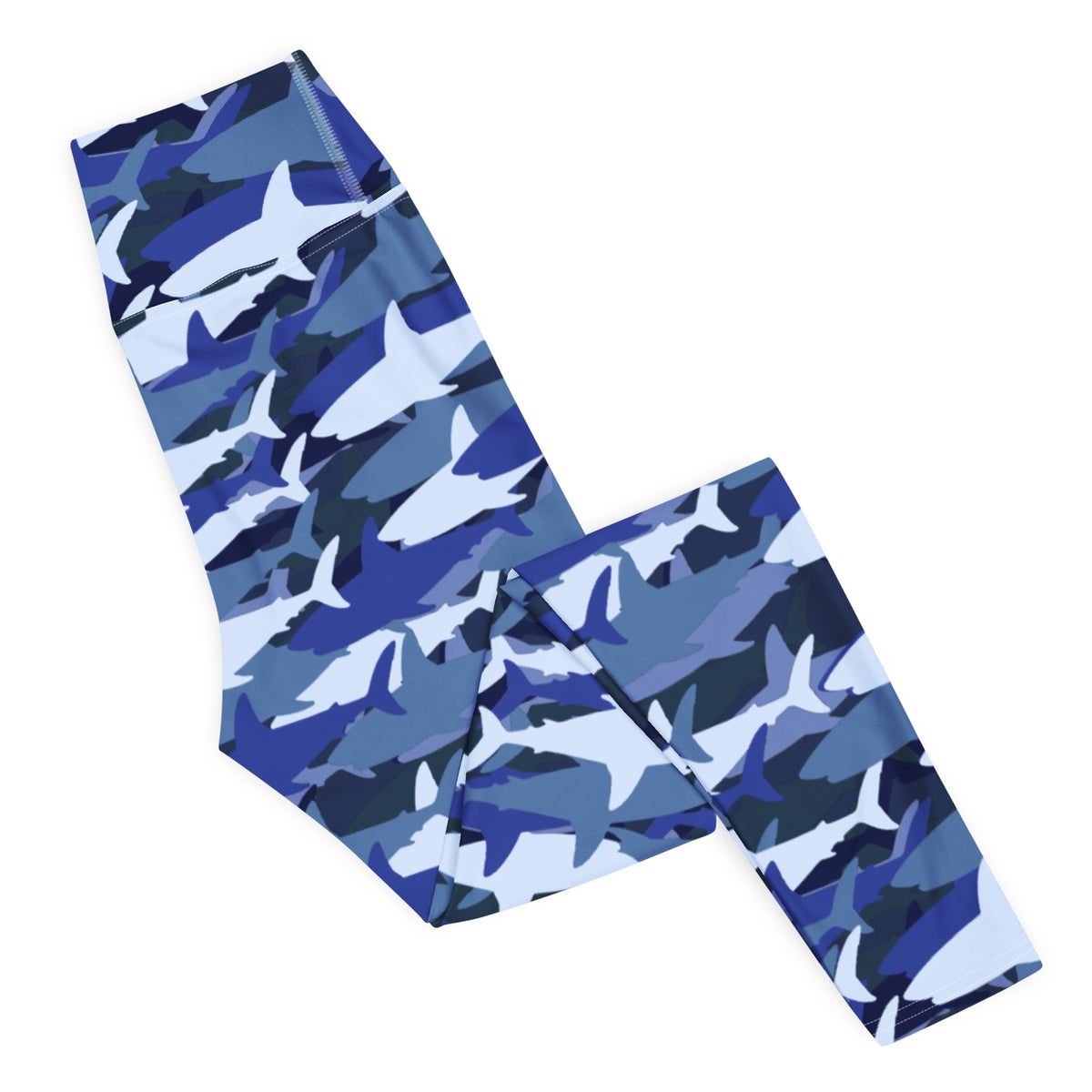 Women's Blue Shark Camouflage Buttery Soft Yoga Leggings - Quick Drying, High Waisted Comfort