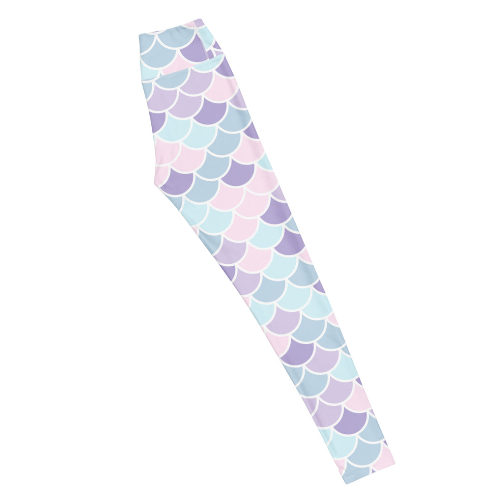 Women's Pastel Mermaid Scales Buttery Soft Yoga Leggings - Quick Drying, High Waisted Comfort