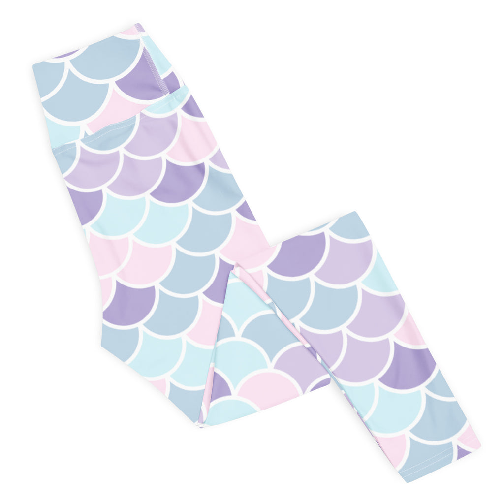 Women's Pastel Mermaid Scales Buttery Soft Yoga Leggings - Quick Drying, High Waisted Comfort