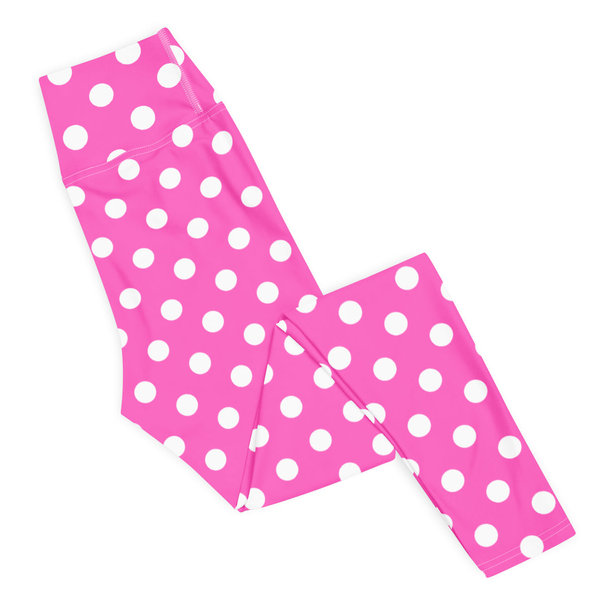 Women's Hot Pink Polka Dot Buttery Soft Yoga Leggings - Quick Drying, High Waisted Comfort