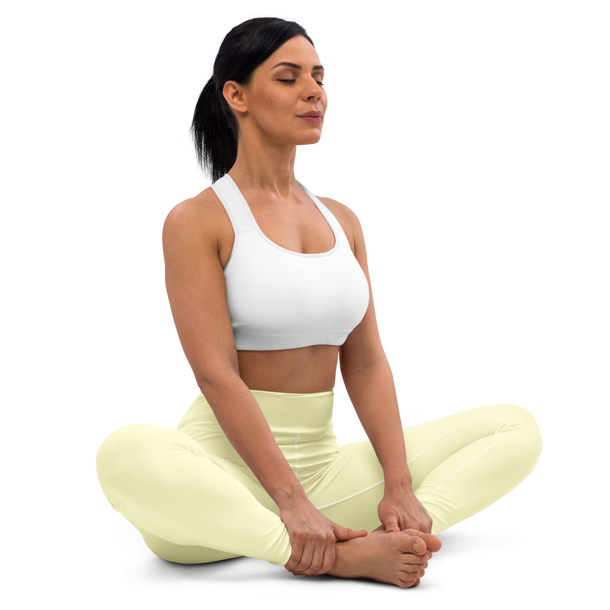 Women's Pastel Yellow Buttery Soft Yoga Leggings - Quick Drying, High Waisted Comfort