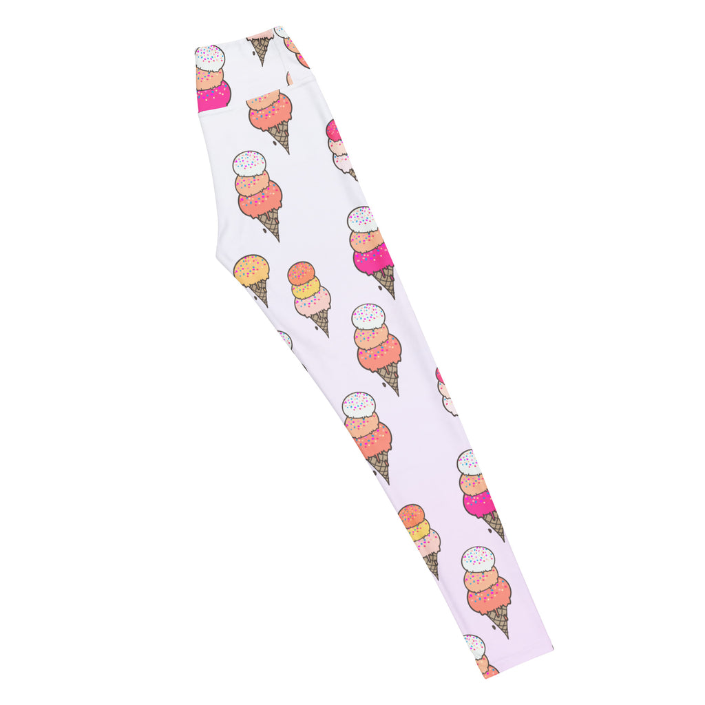 Women's Ice Cream Cone Buttery Soft Yoga Leggings - Quick Drying, High Waisted Comfort