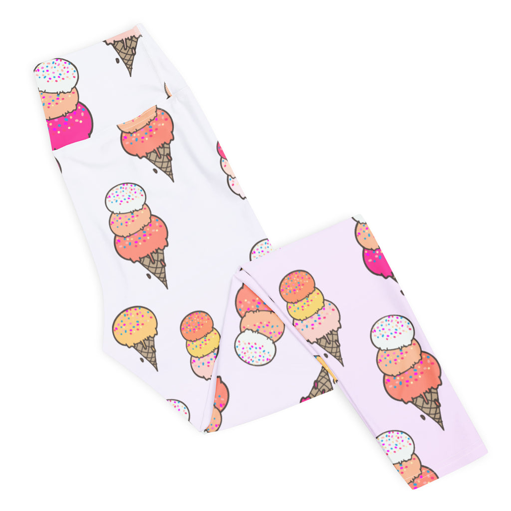 Women's Ice Cream Cone Buttery Soft Yoga Leggings - Quick Drying, High Waisted Comfort