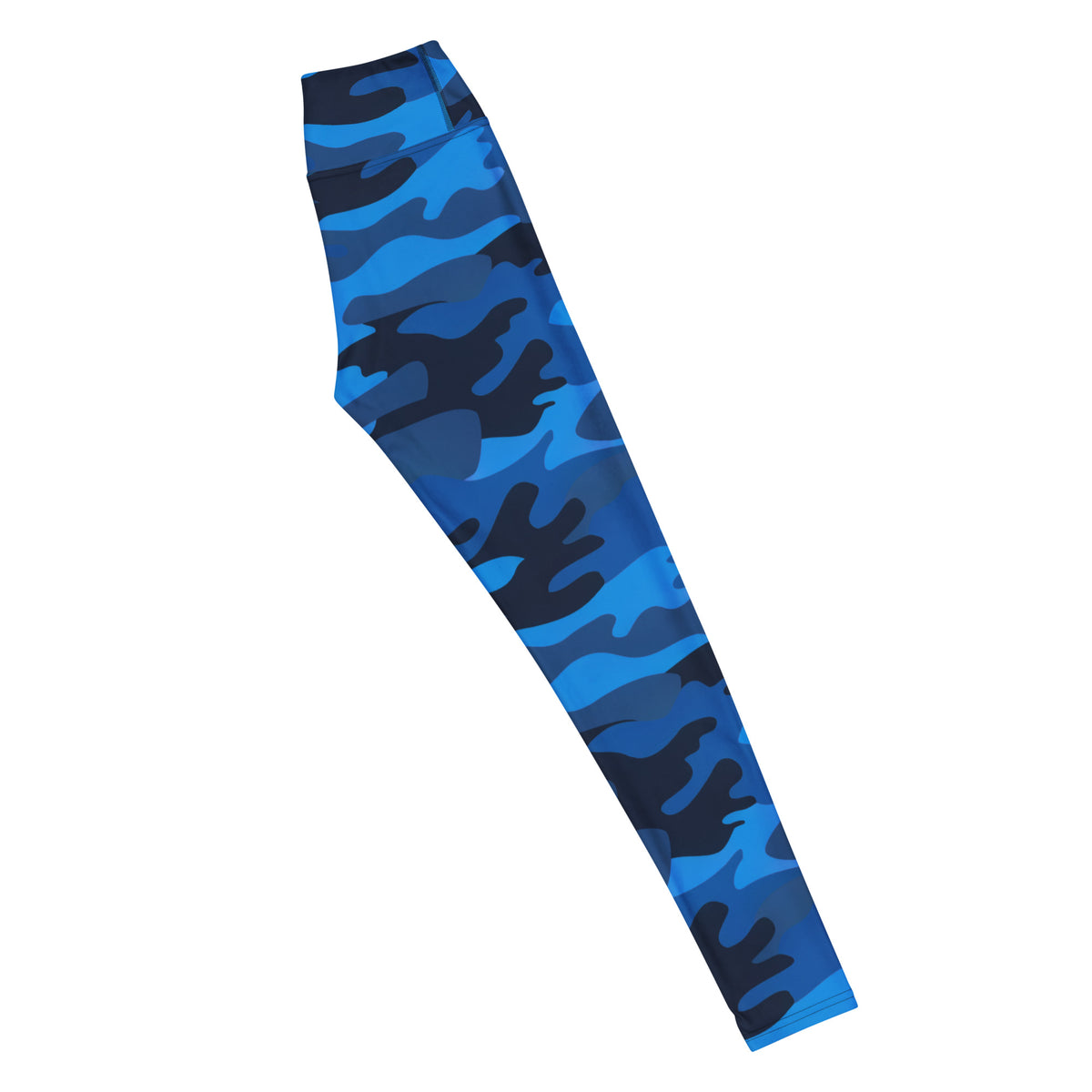 Women's Blue Camouflage Buttery Soft Yoga Leggings - Quick Drying, High Waisted Comfort