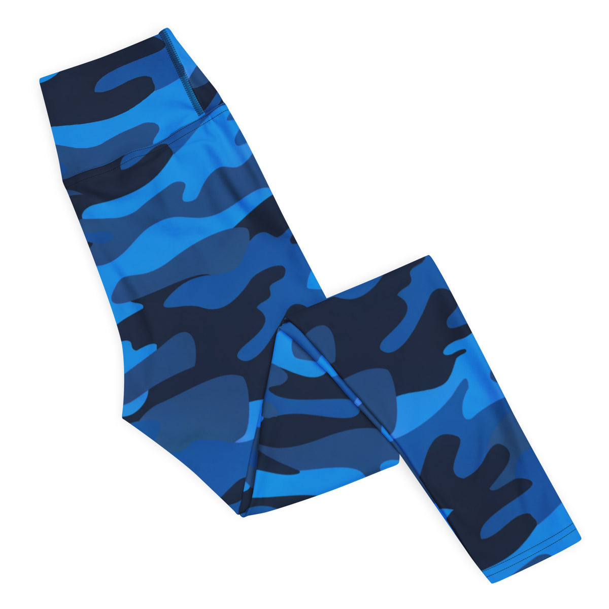 Women's Blue Camouflage Buttery Soft Yoga Leggings - Quick Drying, High Waisted Comfort
