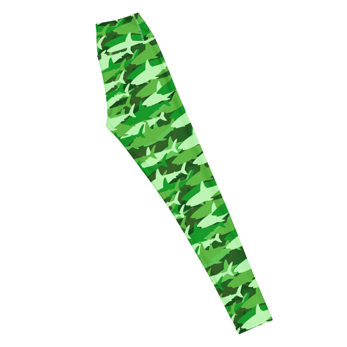 Women's Green Shark Camouflage Buttery Soft Yoga Leggings - Quick Drying, High Waisted Comfort
