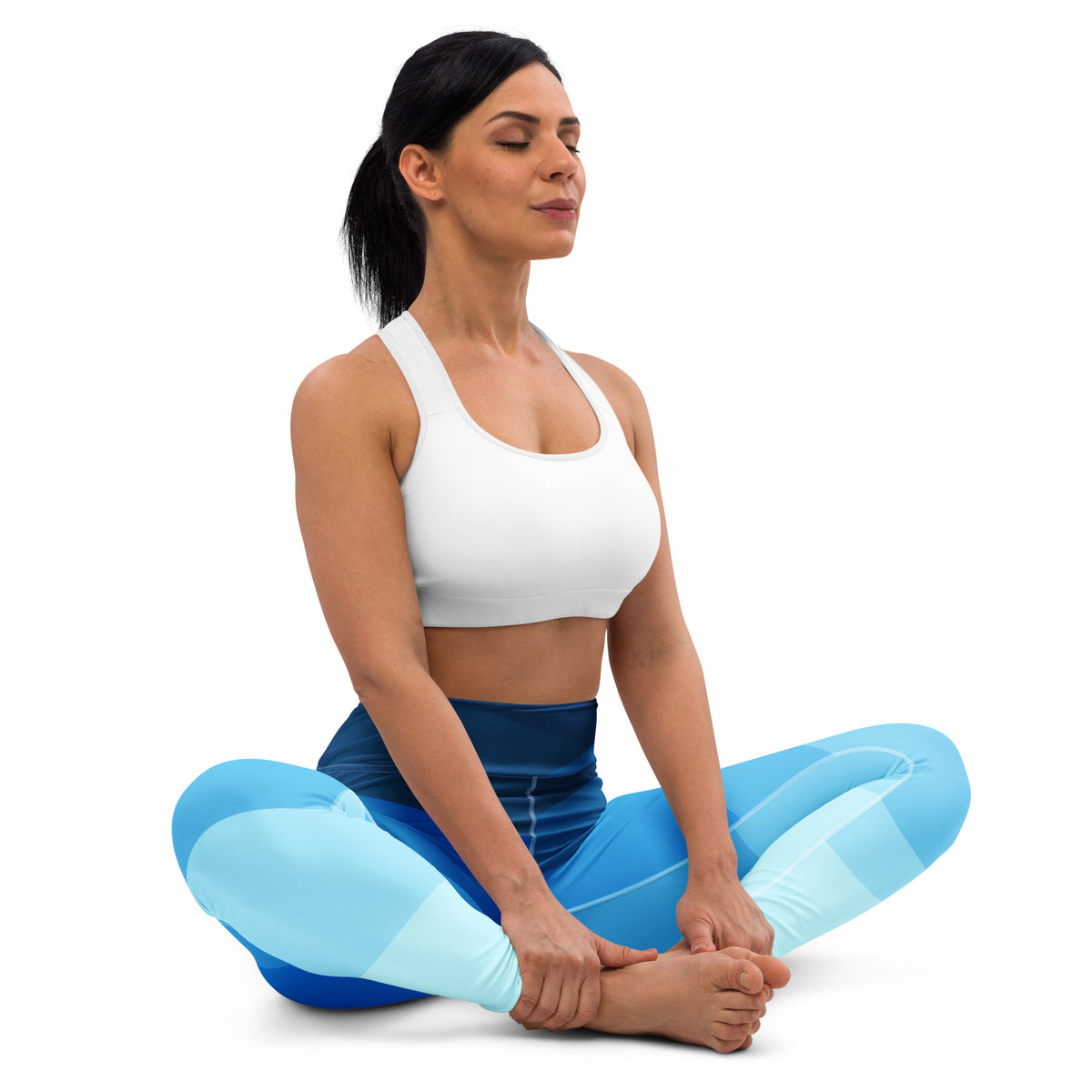 Women's Blue Ombre Ocean Waves Buttery Soft Yoga Leggings - Quick Drying, High Waisted Comfort