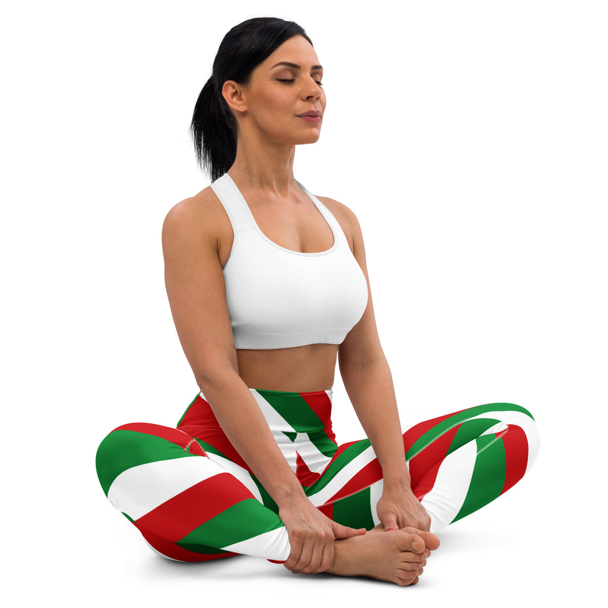 Women's Christmas Candy Cane Stripe Buttery Soft Yoga Leggings - Quick Drying, High Waisted Comfort