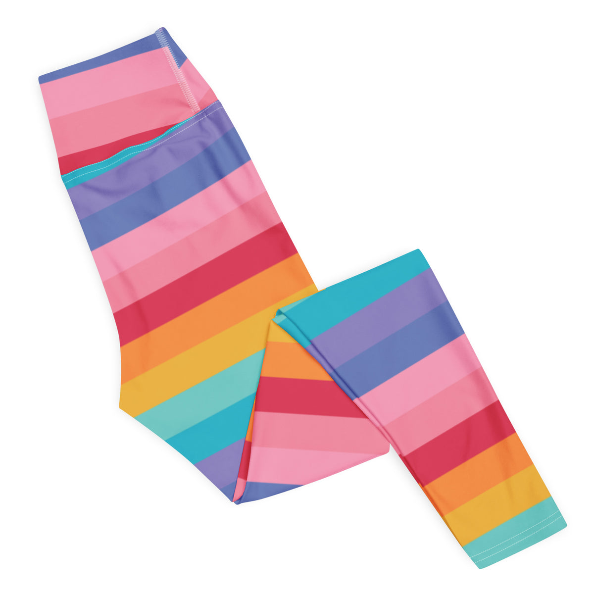 Women's Bright Striped Rainbow Buttery Soft Yoga Leggings - Quick Drying, High Waisted Comfort