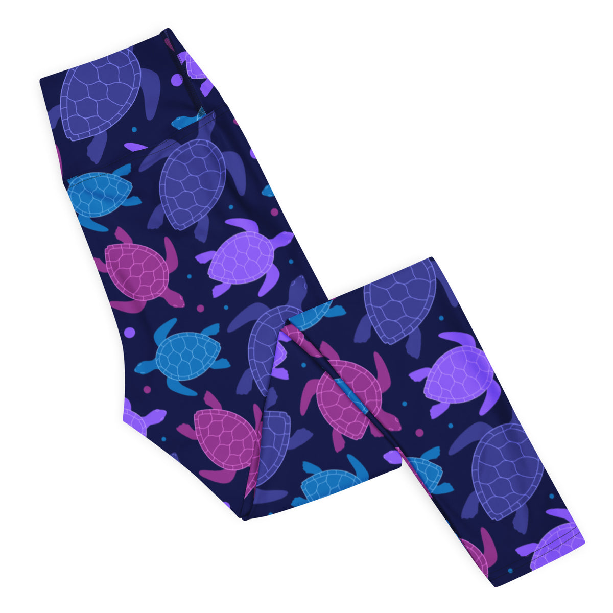 Women's Purple Sea Turtle Buttery Soft Yoga Leggings - Quick Drying, High Waisted Comfort