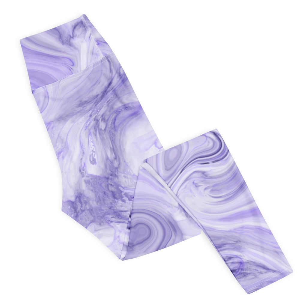 Women's Purple Marble Buttery Soft Yoga Leggings - Quick Drying, High Waisted Comfort