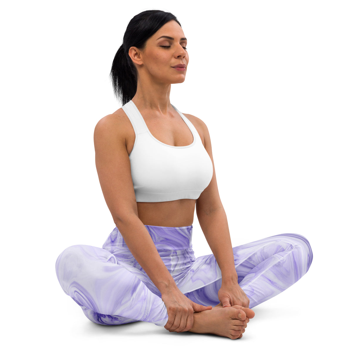 Women's Purple Marble Buttery Soft Yoga Leggings - Quick Drying, High Waisted Comfort