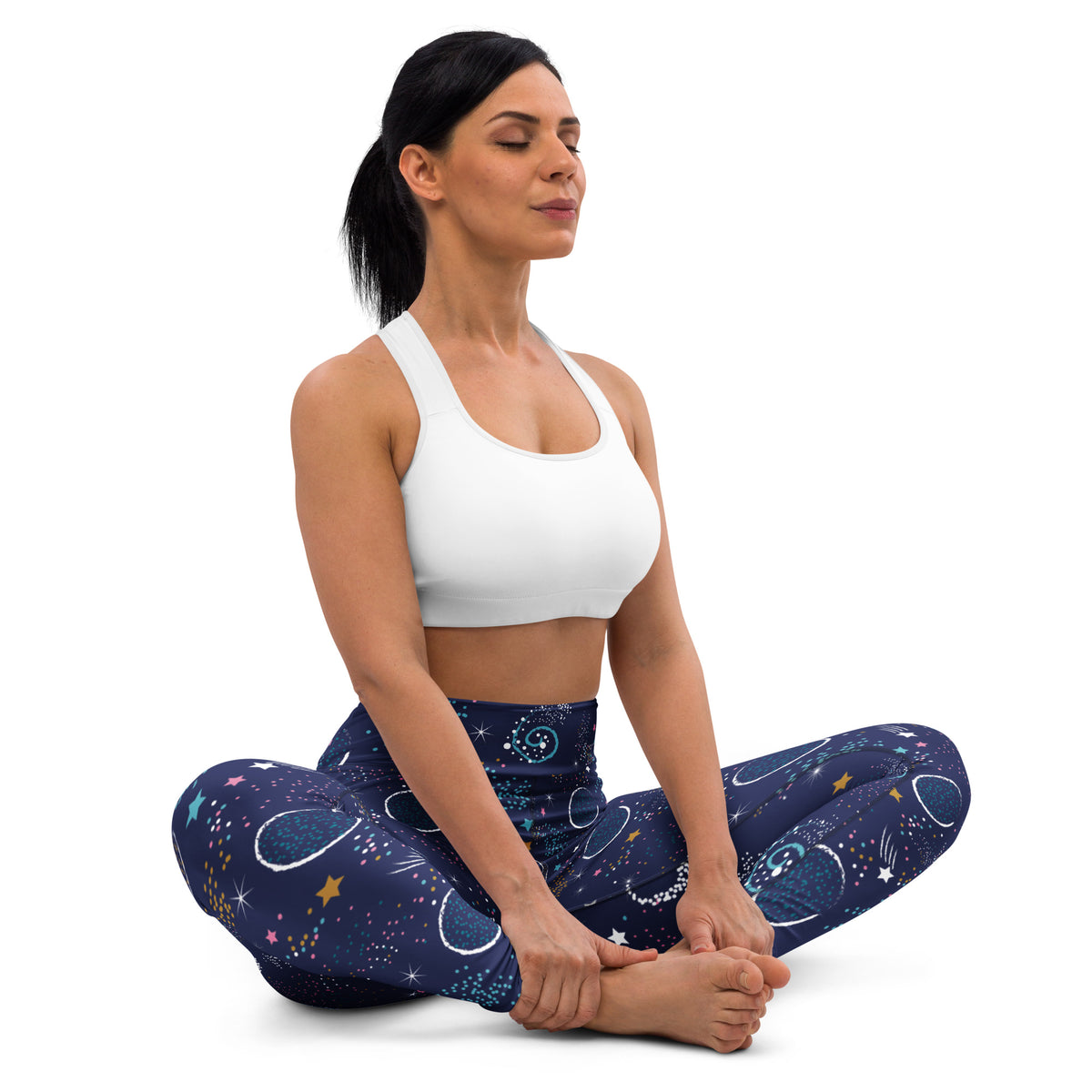 Women's Dark Purple Space Buttery Soft Yoga Leggings - Quick Drying, High Waisted Comfort