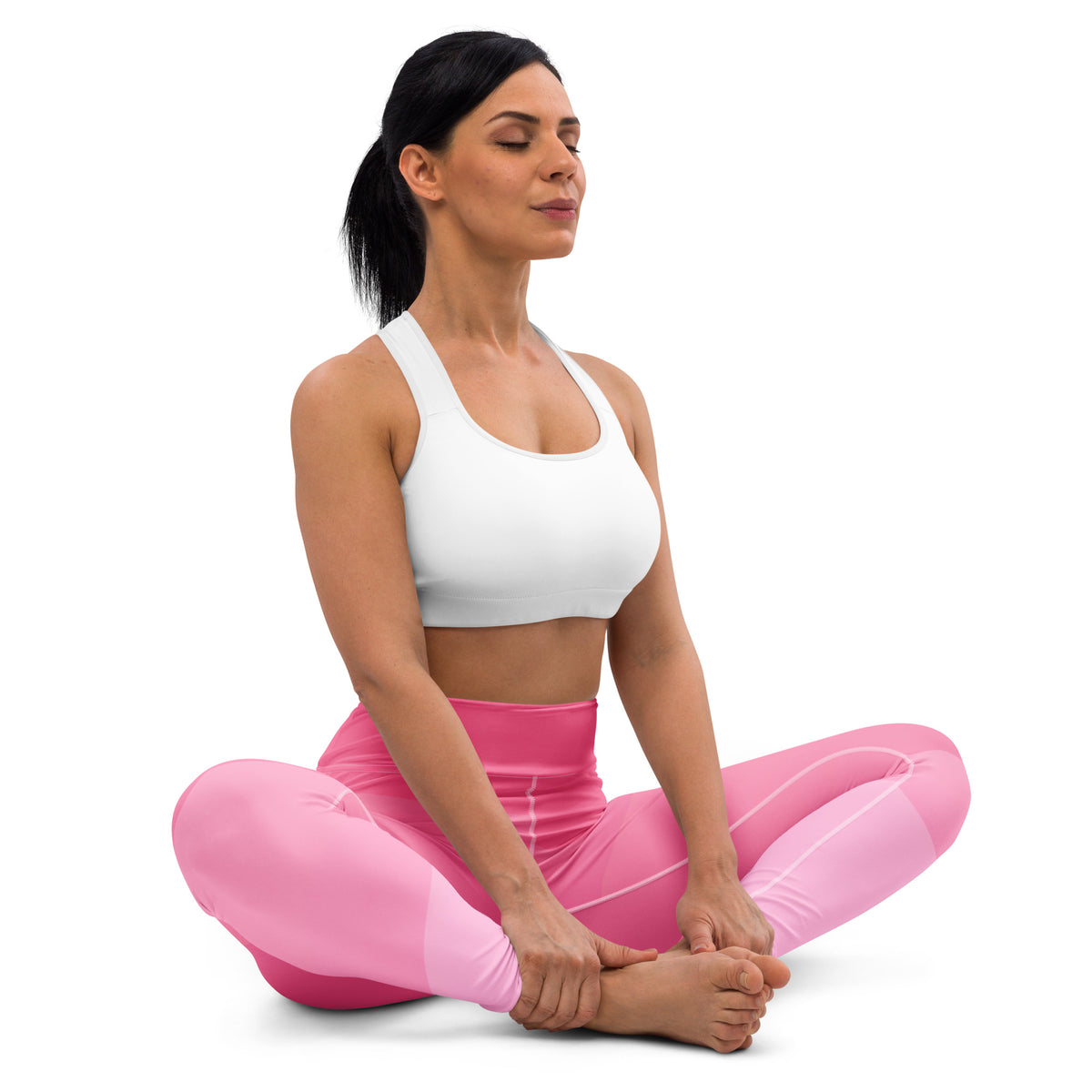 Women's Pink Ombre Waves Buttery Soft Yoga Leggings - Quick Drying, High Waisted Comfort