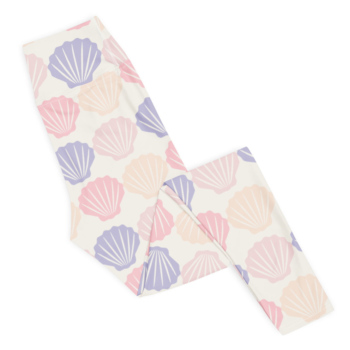 Women's Pastel Seashell Buttery Soft Yoga Leggings - Quick Drying, High Waisted Comfort