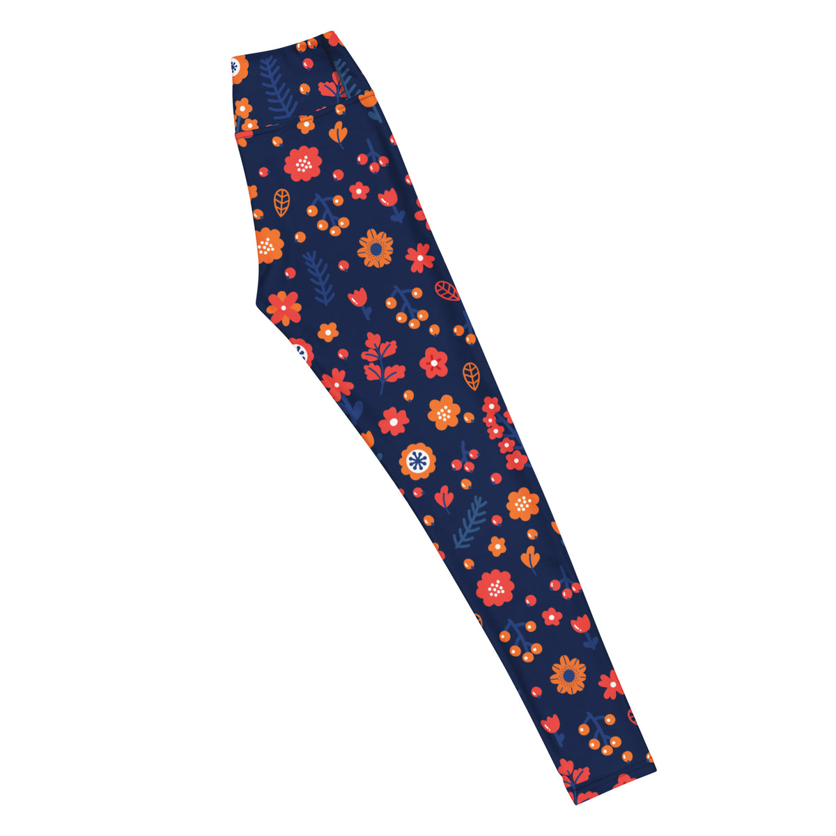 Women's Navy Floral Buttery Soft Yoga Leggings - Quick Drying, High Waisted Comfort