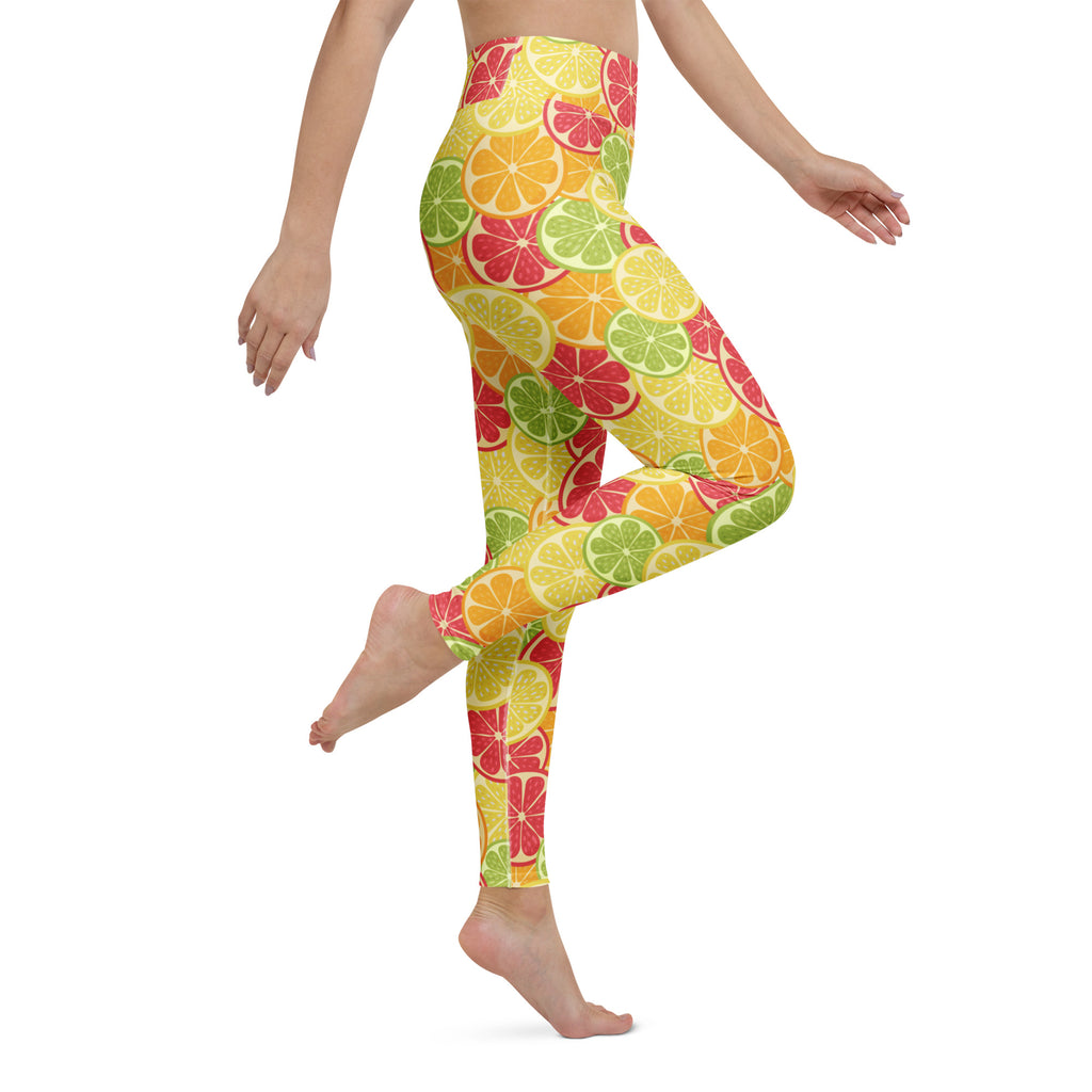 Women's Citrus Fruit Buttery Soft Yoga Leggings - Quick Drying, High Waisted Comfort