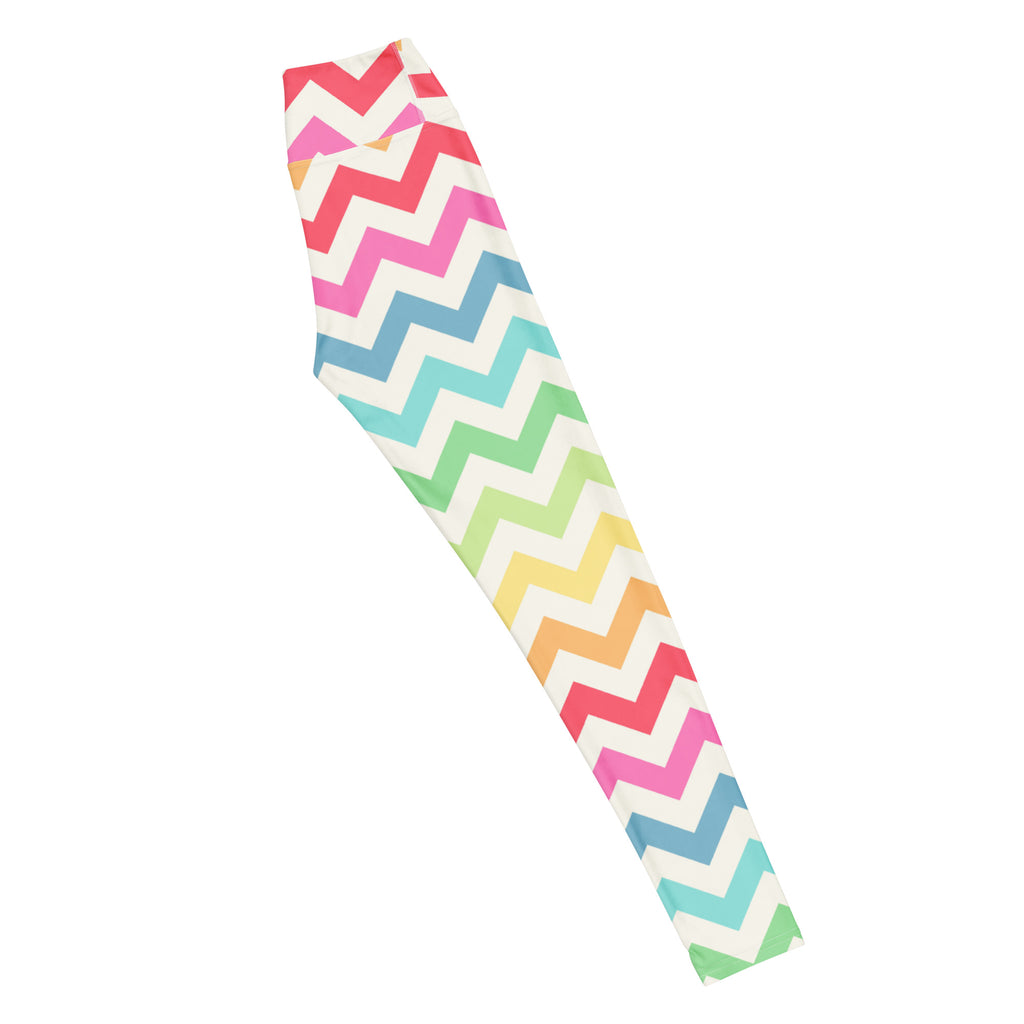 Women's Rainbow Chevron Buttery Soft Yoga Leggings - Quick Drying, High Waisted Comfort