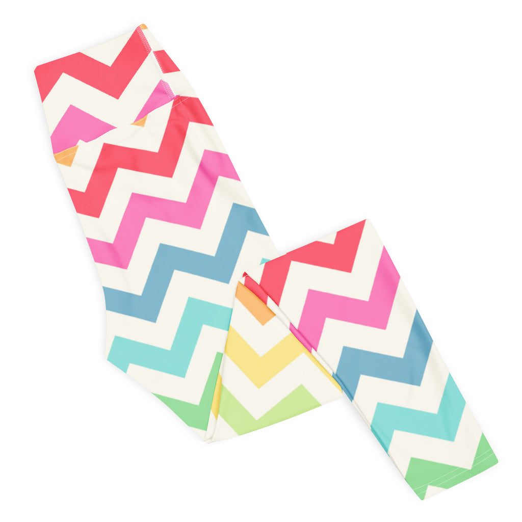 Women's Rainbow Chevron Buttery Soft Yoga Leggings - Quick Drying, High Waisted Comfort