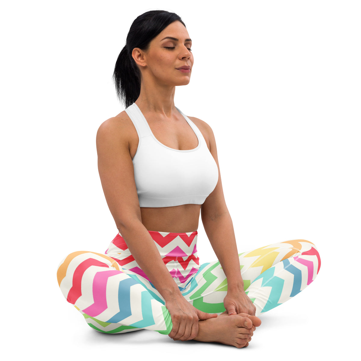 Women's Rainbow Chevron Buttery Soft Yoga Leggings - Quick Drying, High Waisted Comfort