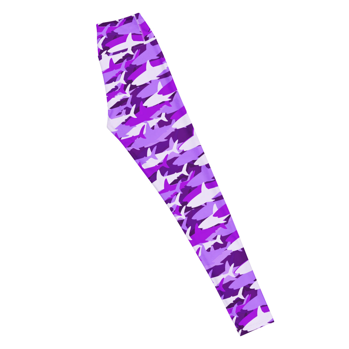 Women's Purple Shark Camouflage Buttery Soft Yoga Leggings - Quick Drying, High Waisted Comfort
