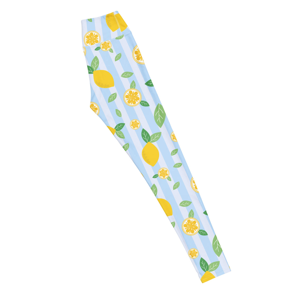 Women's Lemon Stripe Buttery Soft Yoga Leggings - Quick Drying, High Waisted Comfort