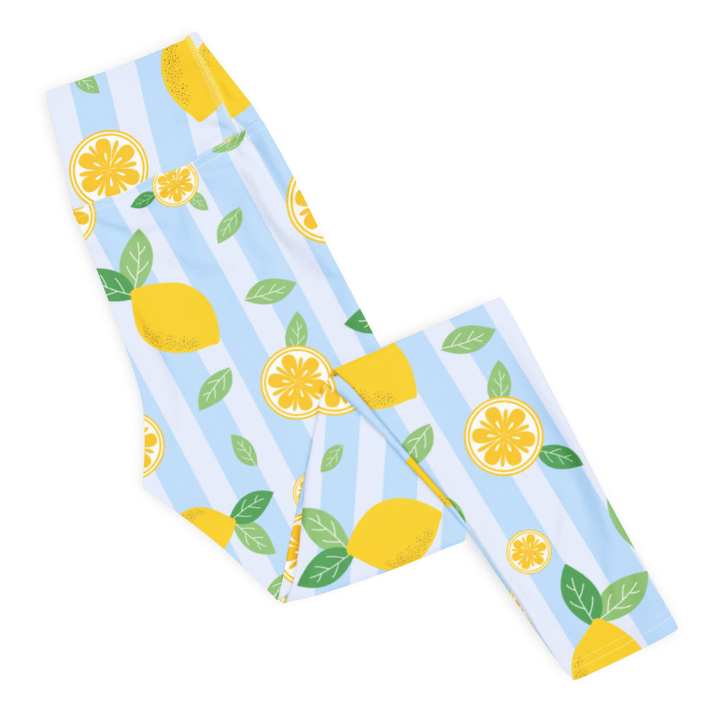 Women's Lemon Stripe Buttery Soft Yoga Leggings - Quick Drying, High Waisted Comfort