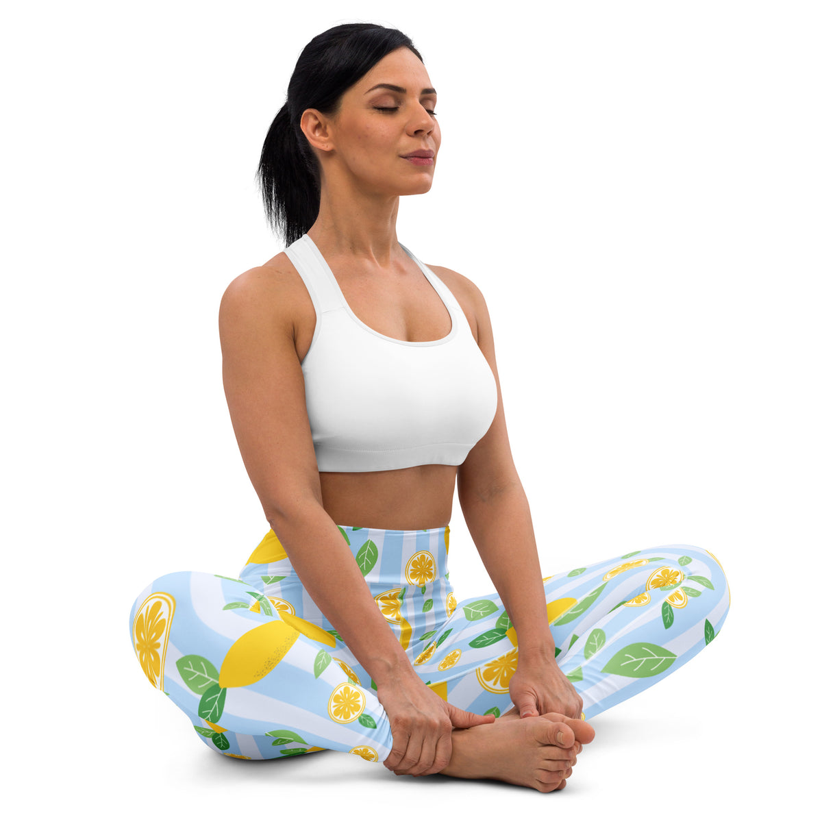 Women's Lemon Stripe Buttery Soft Yoga Leggings - Quick Drying, High Waisted Comfort