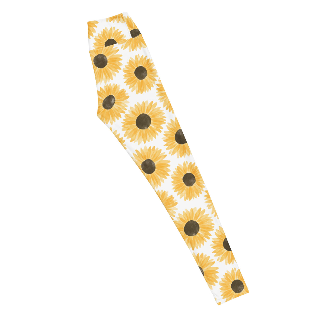 Women's Watercolor Sunflower Buttery Soft Yoga Leggings - Quick Drying, High Waisted Comfort