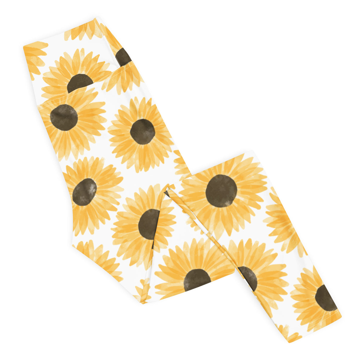 Women's Watercolor Sunflower Buttery Soft Yoga Leggings - Quick Drying, High Waisted Comfort