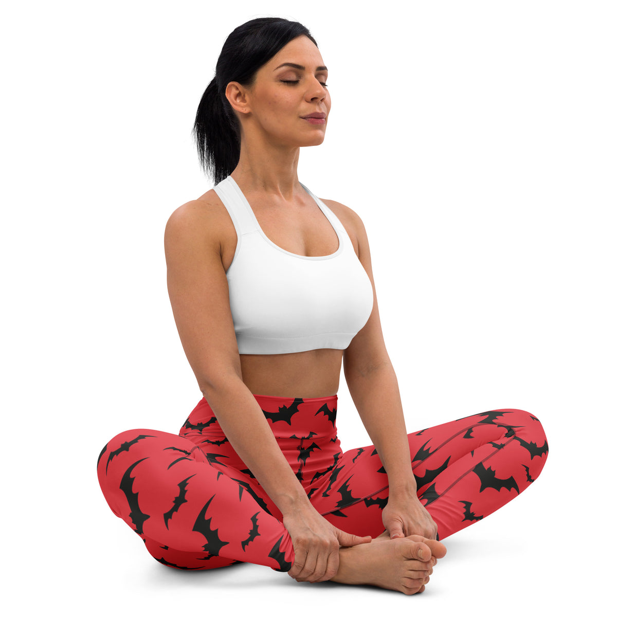 Women's Red Buttery Soft Yoga Leggings - Quick Drying, High Waisted Comfort