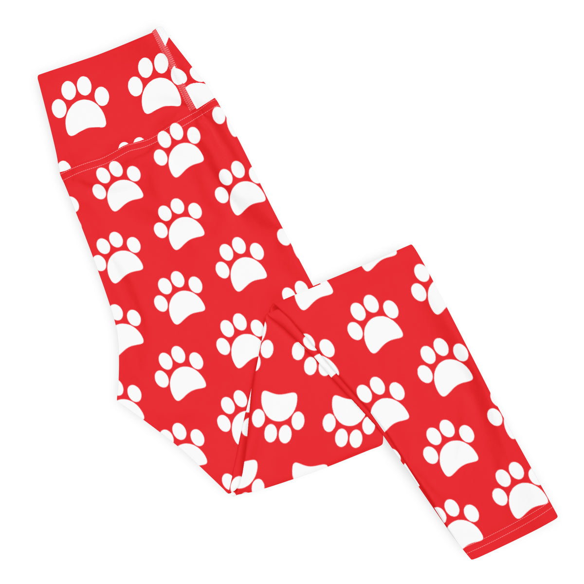 Women's Red Paw Print Buttery Soft Yoga Leggings - Quick Drying, High Waisted Comfort