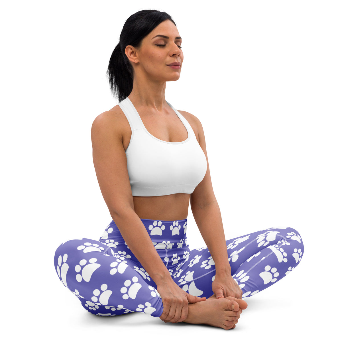 Women's Purple Paw Print Buttery Soft Yoga Leggings - Quick Drying, High Waisted Comfort