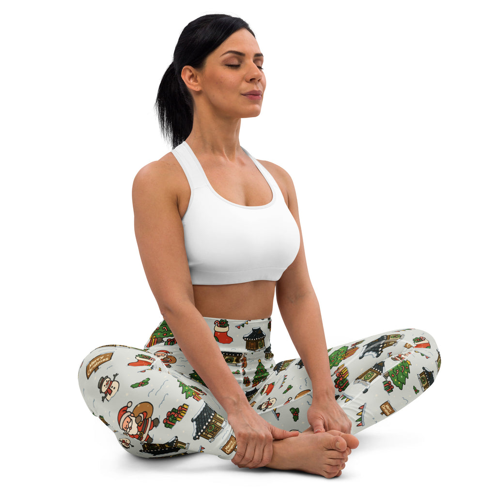 Women's Christmas Village Buttery Soft Yoga Leggings - Quick Drying, High Waisted Comfort
