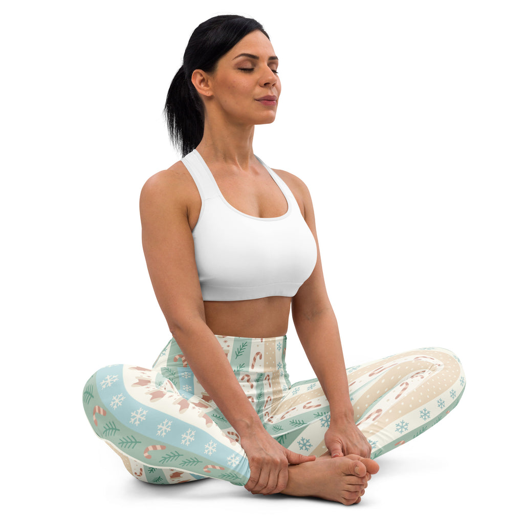 Women's Striped Christmas Buttery Soft Yoga Leggings - Quick Drying, High Waisted Comfort