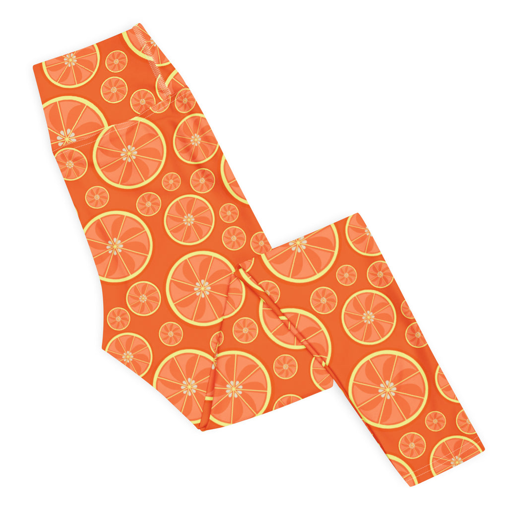 Women's Orange Citrus Buttery Soft Yoga Leggings - Quick Drying, High Waisted Comfort