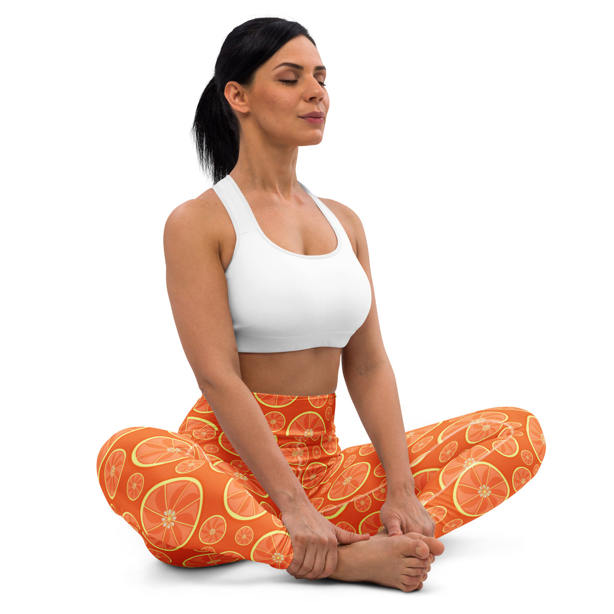 Women's Orange Citrus Buttery Soft Yoga Leggings - Quick Drying, High Waisted Comfort