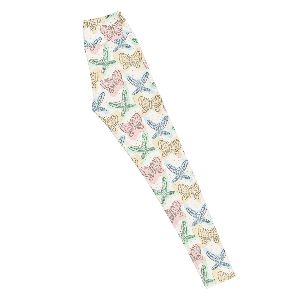Women's Pastel Butterflies & Dragonflies Buttery Soft Yoga Leggings - Quick Drying, High Waisted Comfort