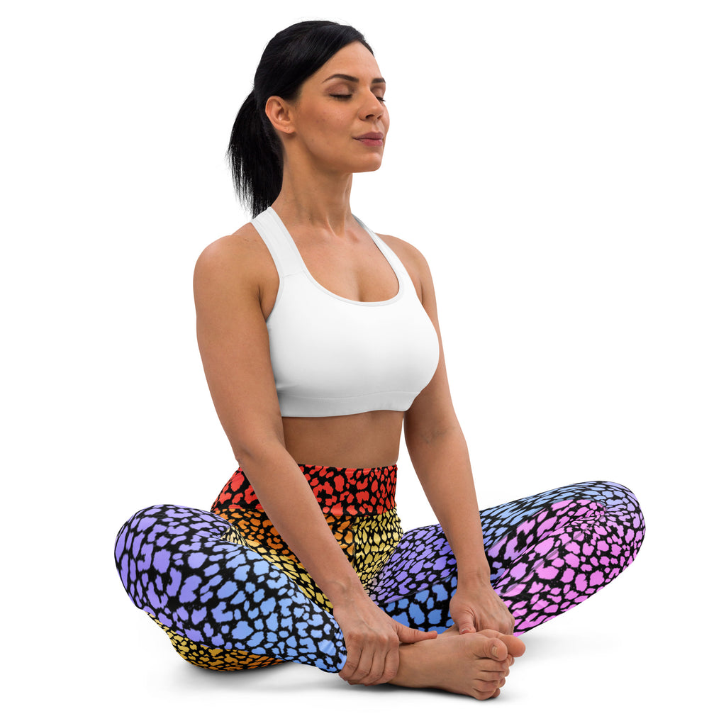 Women's Colorful Leopard Print Buttery Soft Yoga Leggings - Quick Drying, High Waisted Comfort