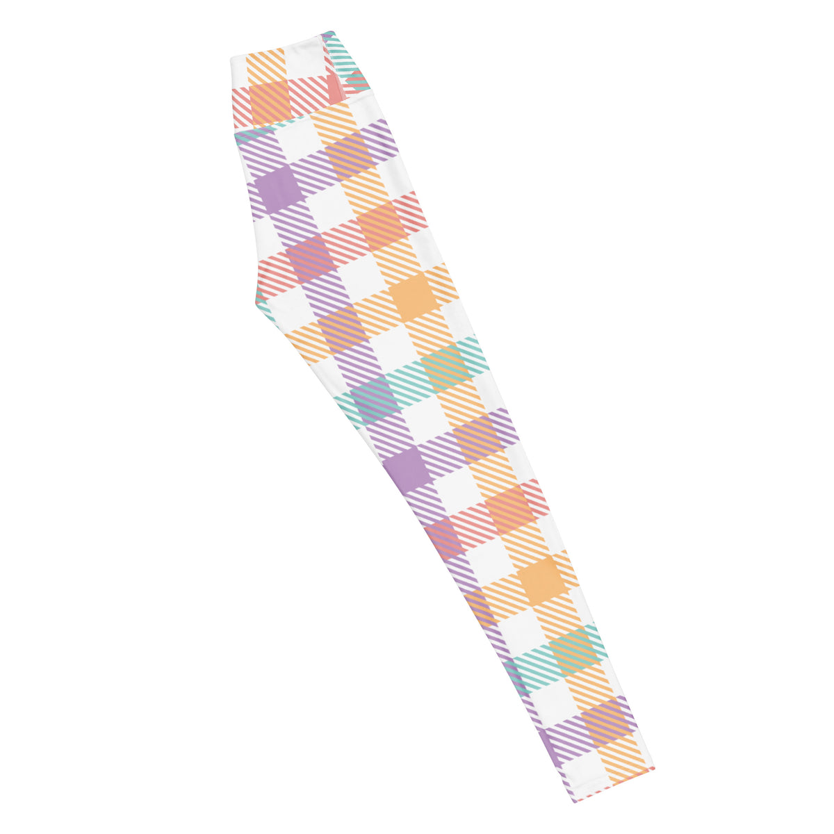 Women's Colorful Pastel Plaid Buttery Soft Yoga Leggings - Quick Drying, High Waisted Comfort