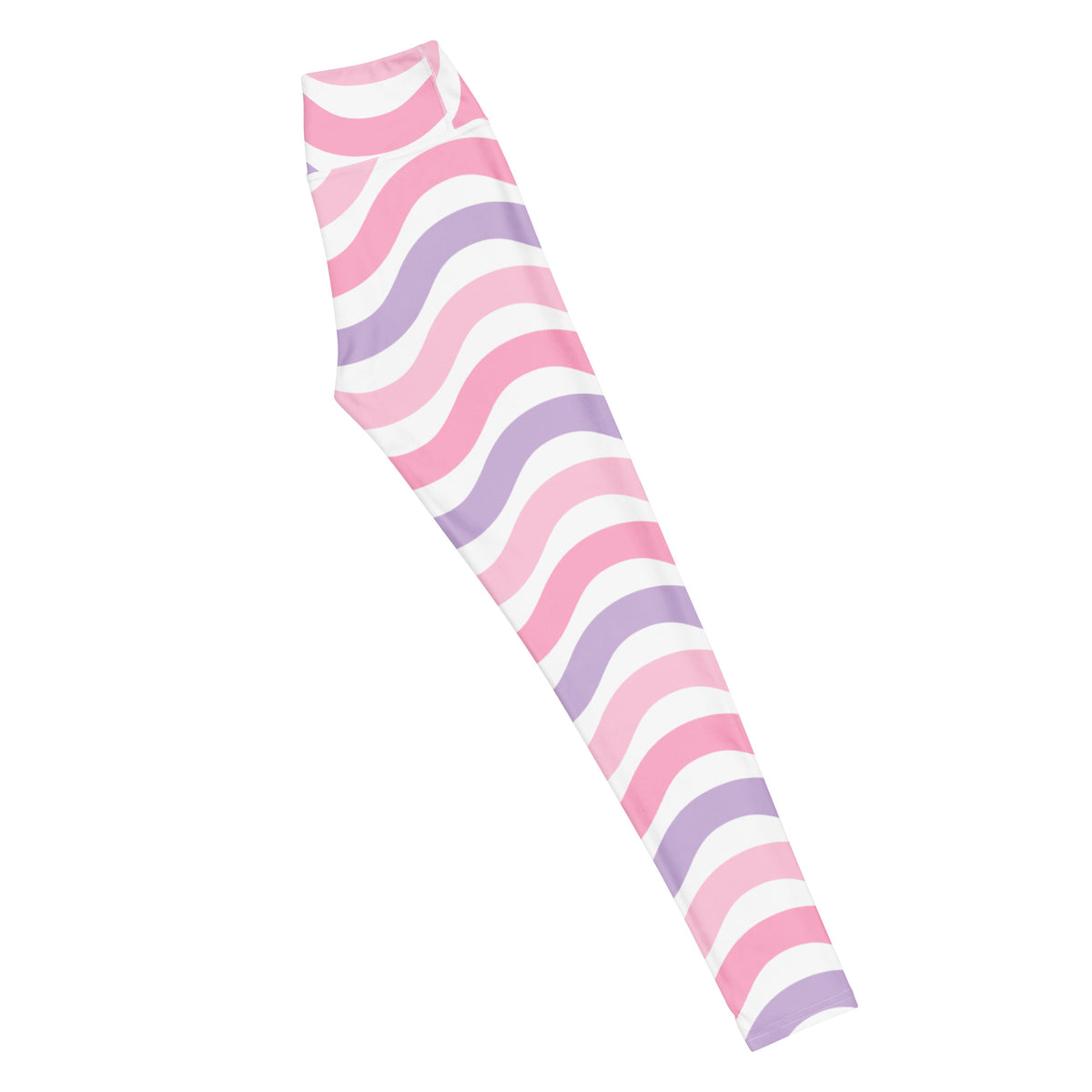 Women's Pink Purple Wavy Stripe Buttery Soft Yoga Leggings - Quick Drying, High Waisted Comfort