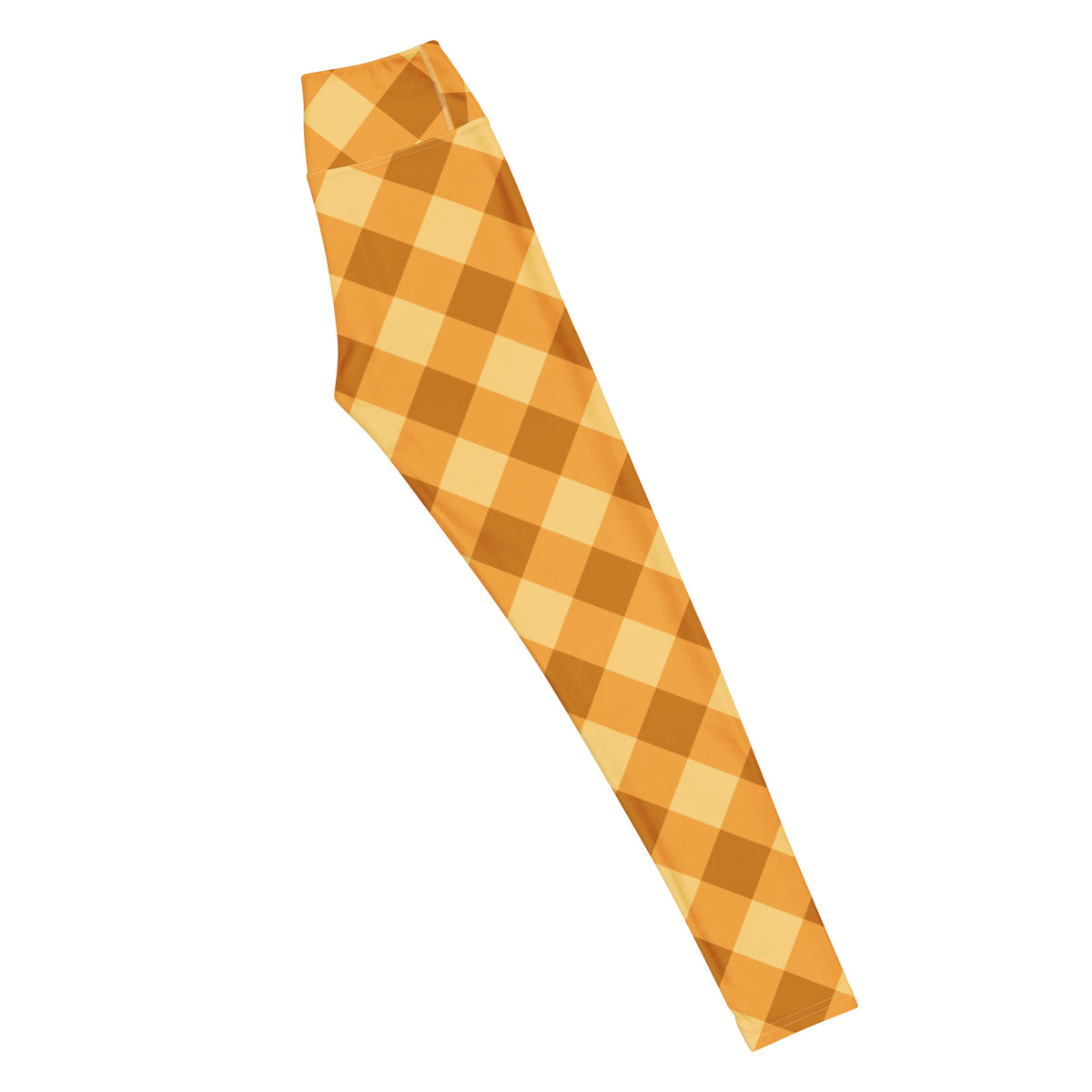 Women's Orange Plaid Buttery Soft Yoga Leggings - Quick Drying, High Waisted Comfort