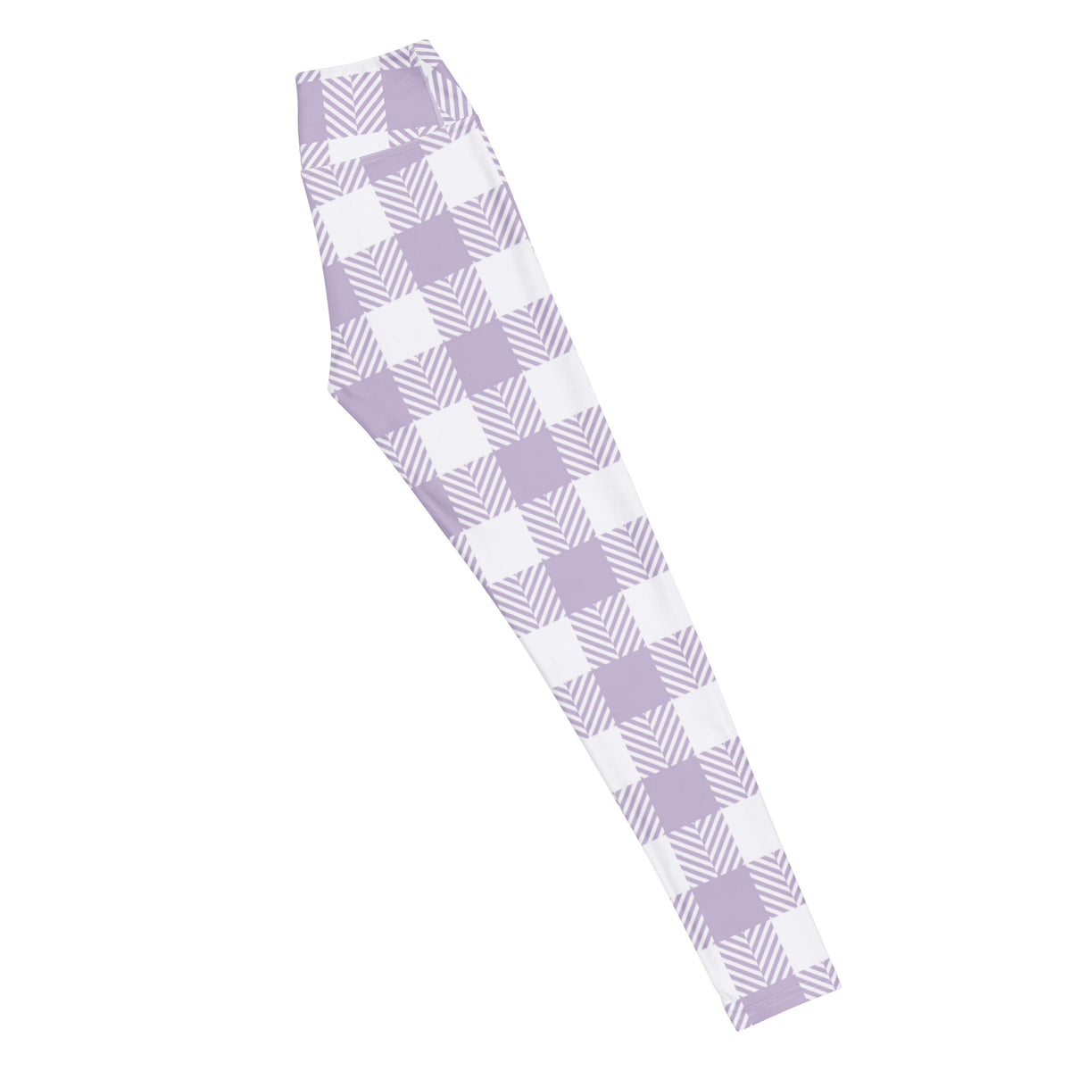 Women's Lavender Purple Plaid Buttery Soft Yoga Leggings - Quick Drying, High Waisted Comfort