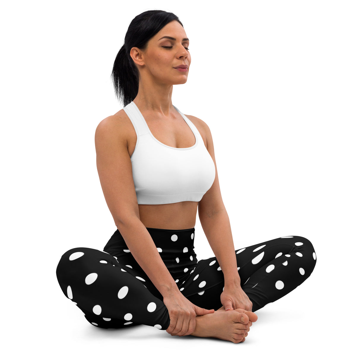 Women's Black Polka Dot Buttery Soft Yoga Leggings - Quick Drying, High Waisted Comfort